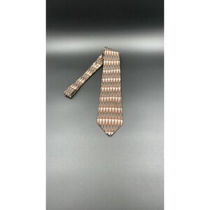 Cellini Linea Uomo Vintage Geometric Silk Tie - Brown & Grey Abstract Pattern
